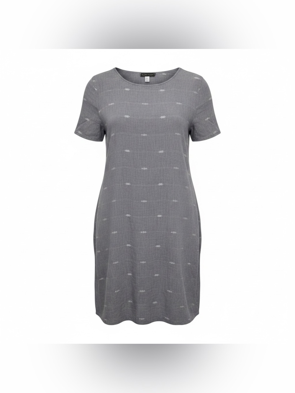 Eileen Fisher Blue Organic Cotton Scoop Neck Shift Dress Pockets Size Large